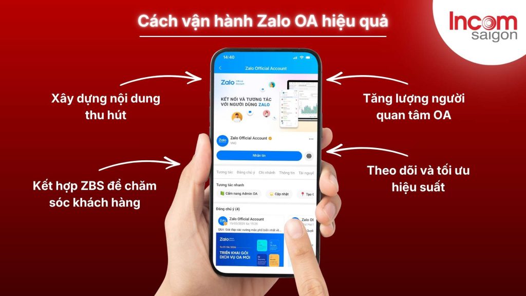 Cách vận hành Zalo OA hiệu quả thông qua các bước do Incom Sài Gòn 