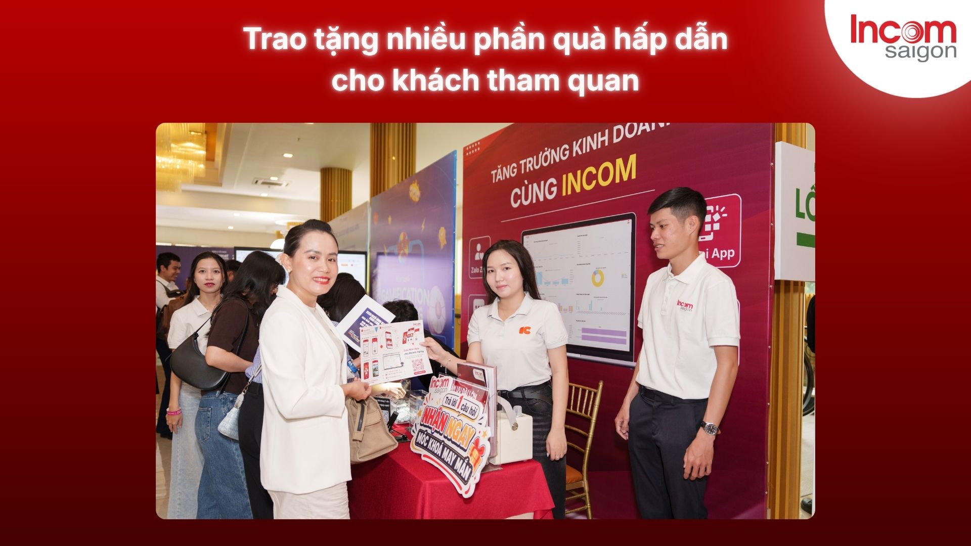 Tại sự kiện GOZ 2026, INCOM trao tặng nhiều phần quà hấp dẫn đến các quý khách hàng và đối tác