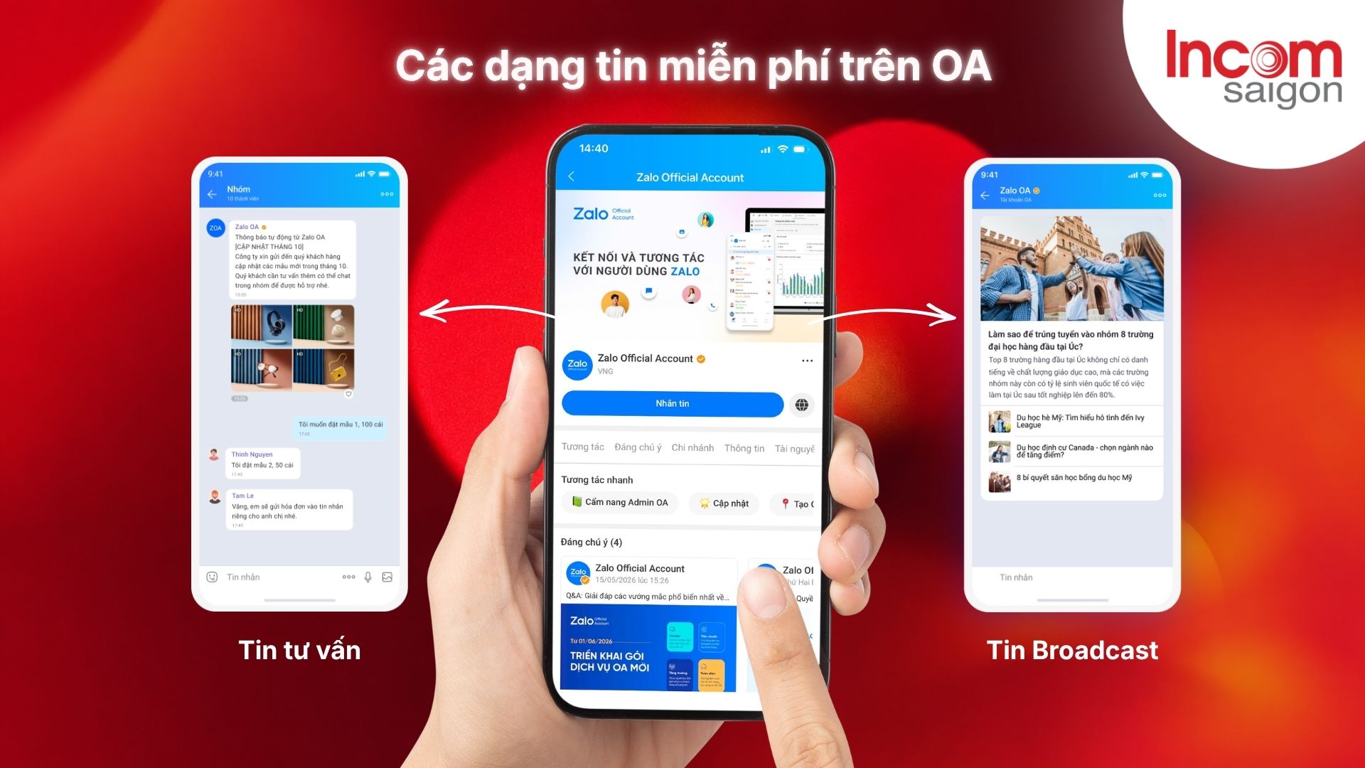 Các dạng tin miễn phí trên Zalo OA