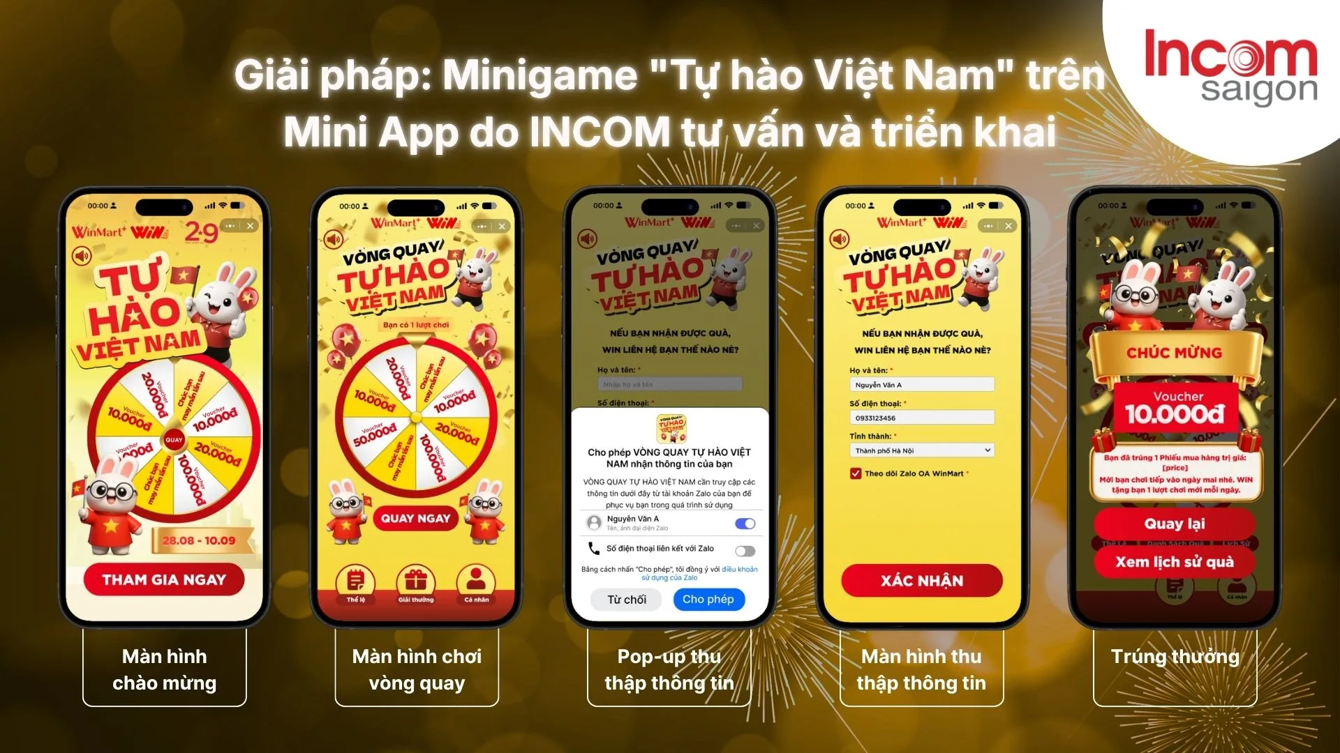 Giải pháp gamification marketing: minigame vòng quay Tự hào Việt Nam trên Zalo Mini App do INCOM tư vấn và triển khai